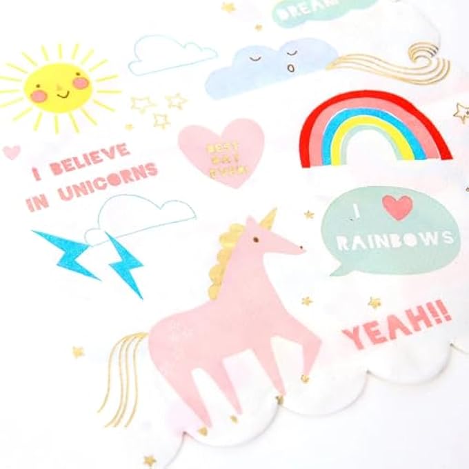 RAINBOW AND UNICORN NAPKIN 16-PIECES, LARGE - Image 2